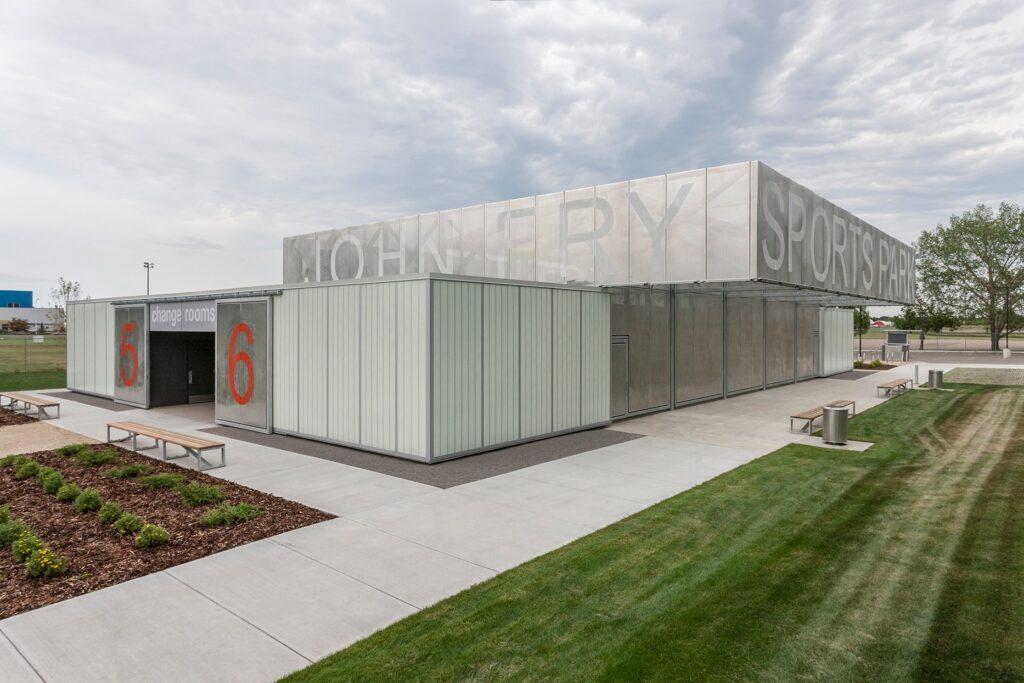 John Fry Sports Park Pavilion landscaping, Edmonton