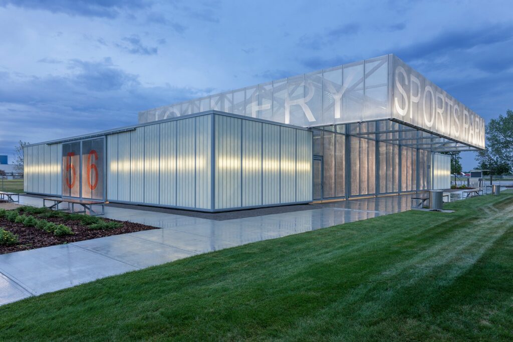 John Fry Sports Park Pavilion landscaping, Edmonton